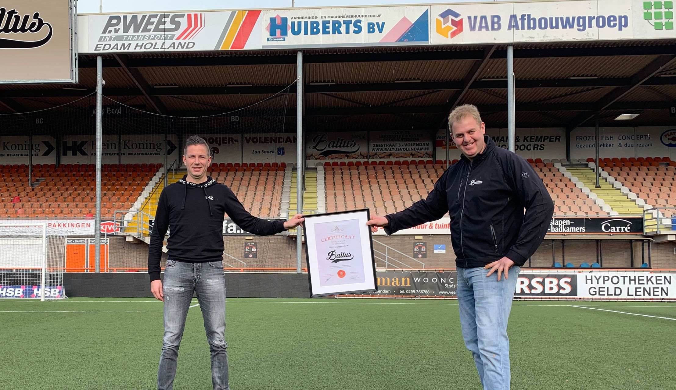 Baltus verbindt zich als bordsponsor aan FC Volendam
