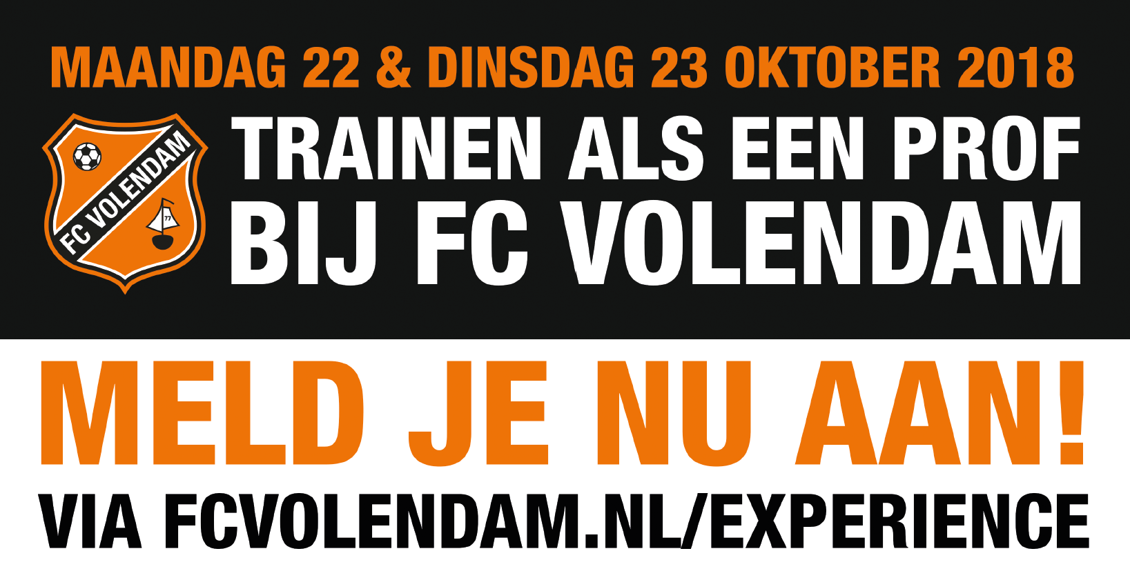 Kom in de herfstvakantie trainen als een prof bij FC Volendam!