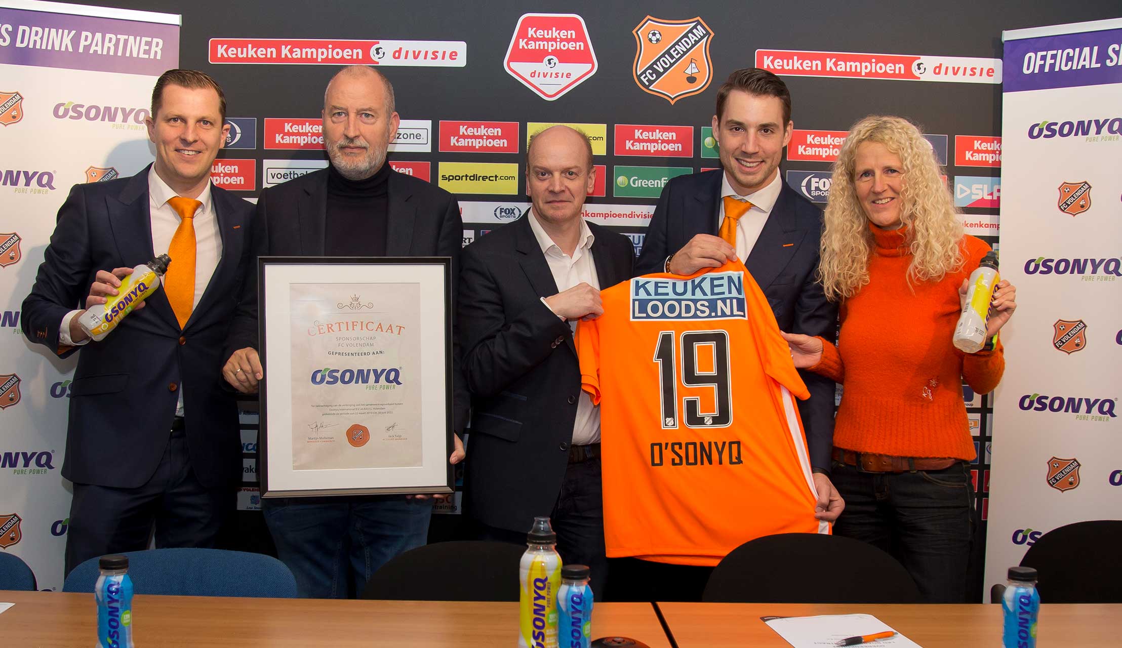 O’sonyq aankomende drie seizoenen officiële sportdrank van FC Volendam