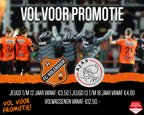 Kaartverkoop Jong Ajax-thuis gaat hard, samen Vol Voor Promotie!