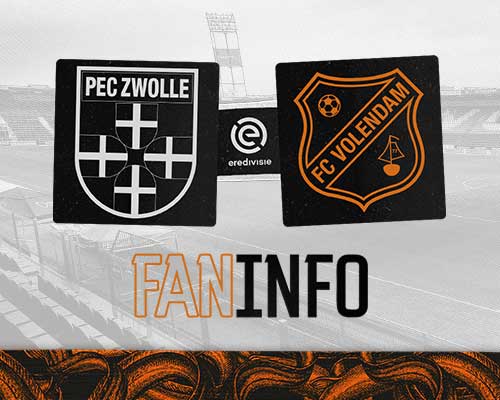 Faninformatie voor uitduel tegen PEC Zwolle op zondag 10 maart