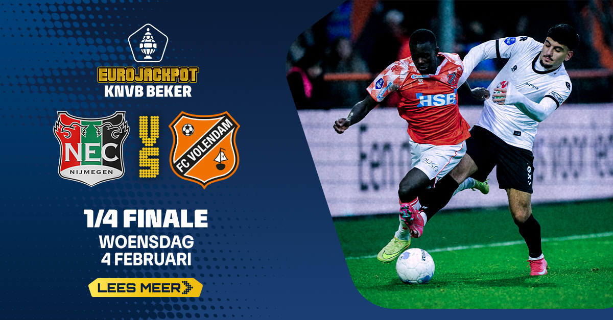 Bekerduel tegen N.E.C. Nijmegen vastgesteld op woensdag 4 februari