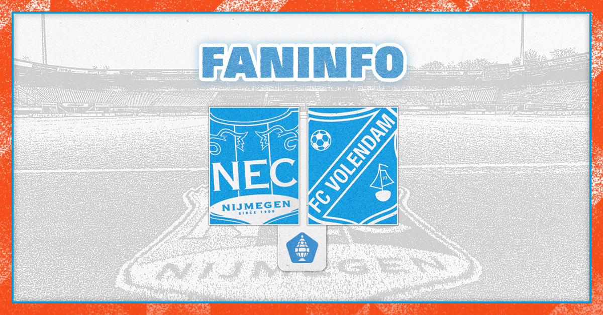 Faninformatie voor het bekerduel tegen N.E.C. Nijmegen op woensdag 4 februari