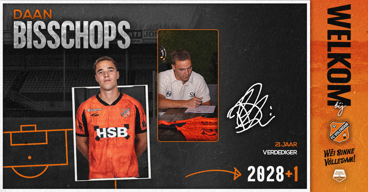 Daan Bisschops versterkt achterhoede FC Volendam