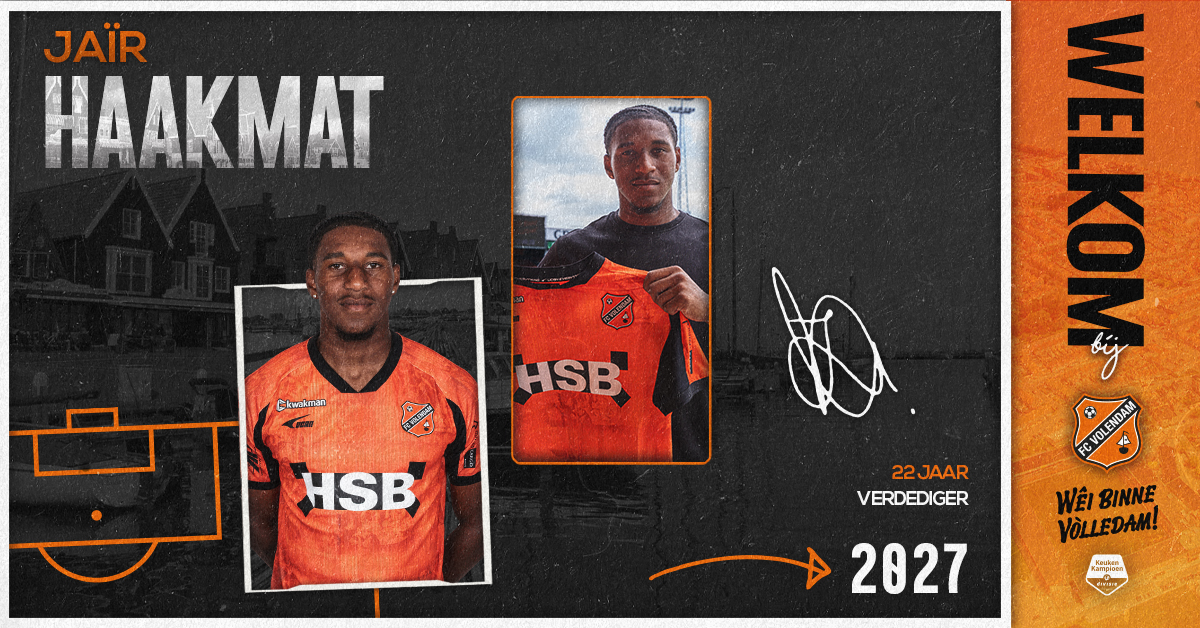 Jaïr Haakmat versterkt defensie FC Volendam